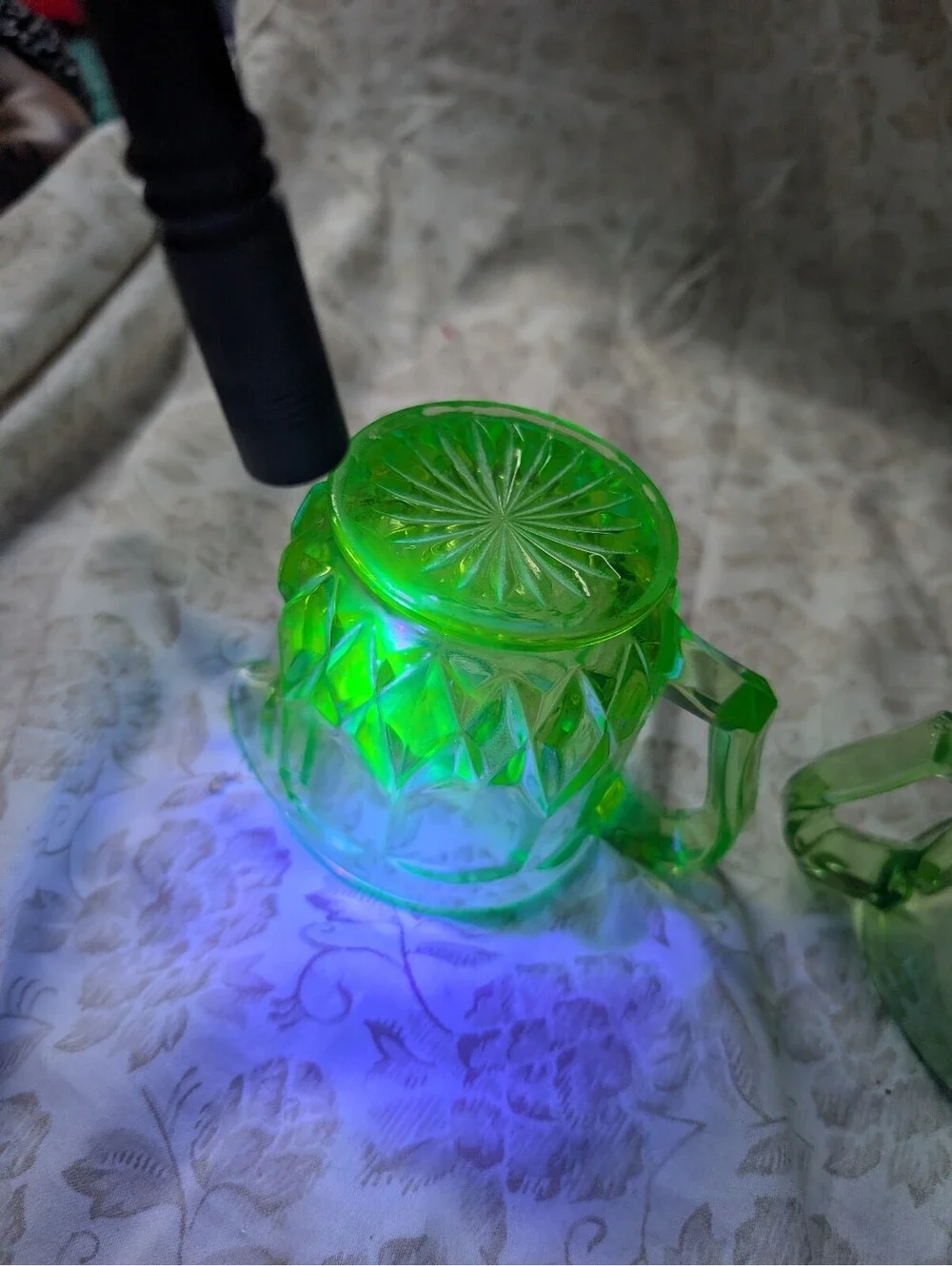 Vintage Green Depression Glass Creamer and Sugar Bowl Set